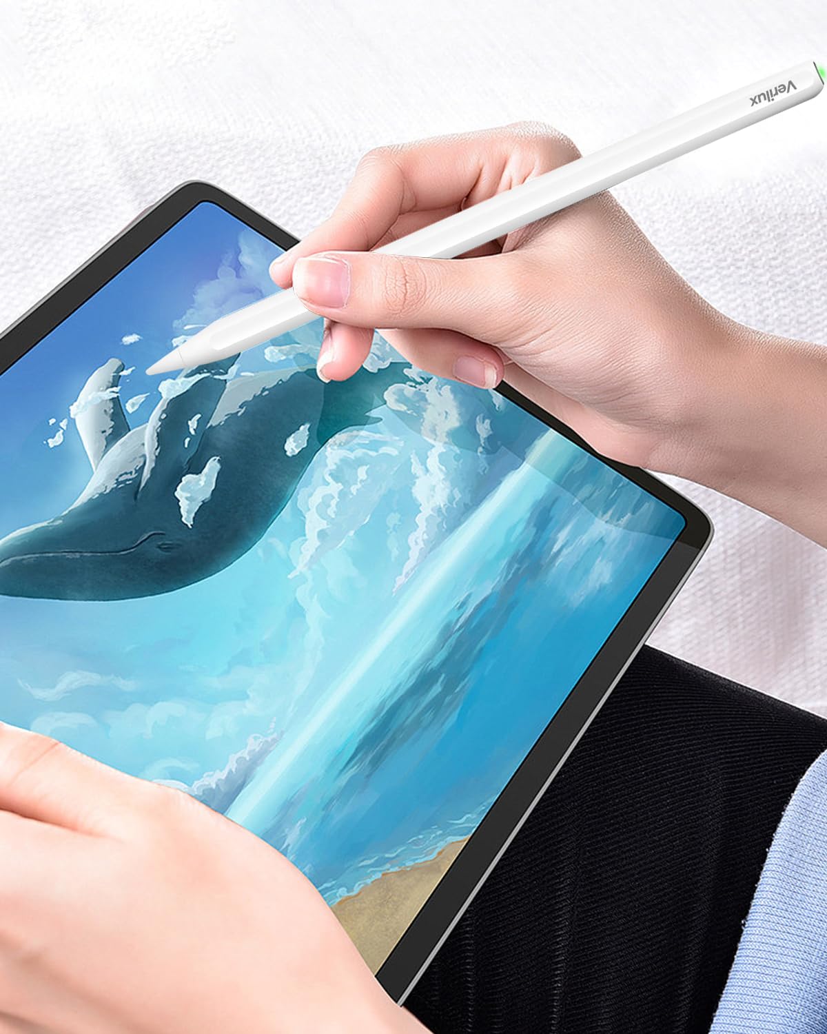 Verilux Stylus Pen for iPad 2018 and Later High Precision & Sensitivity for Apple Pencil Alternatives, Palm Rejection Bluetooth Smart Pen for Tablet with Tilt Sensitivity, Double Tap ON/Off Verilux Stylus Pen for iPad 2018 and Later High Precision & Sensitivity for Apple Pencil Alternatives, Palm Rejection Bluetooth Smart Pen for Tablet with Tilt Sensitivity, Double Tap ON/Off